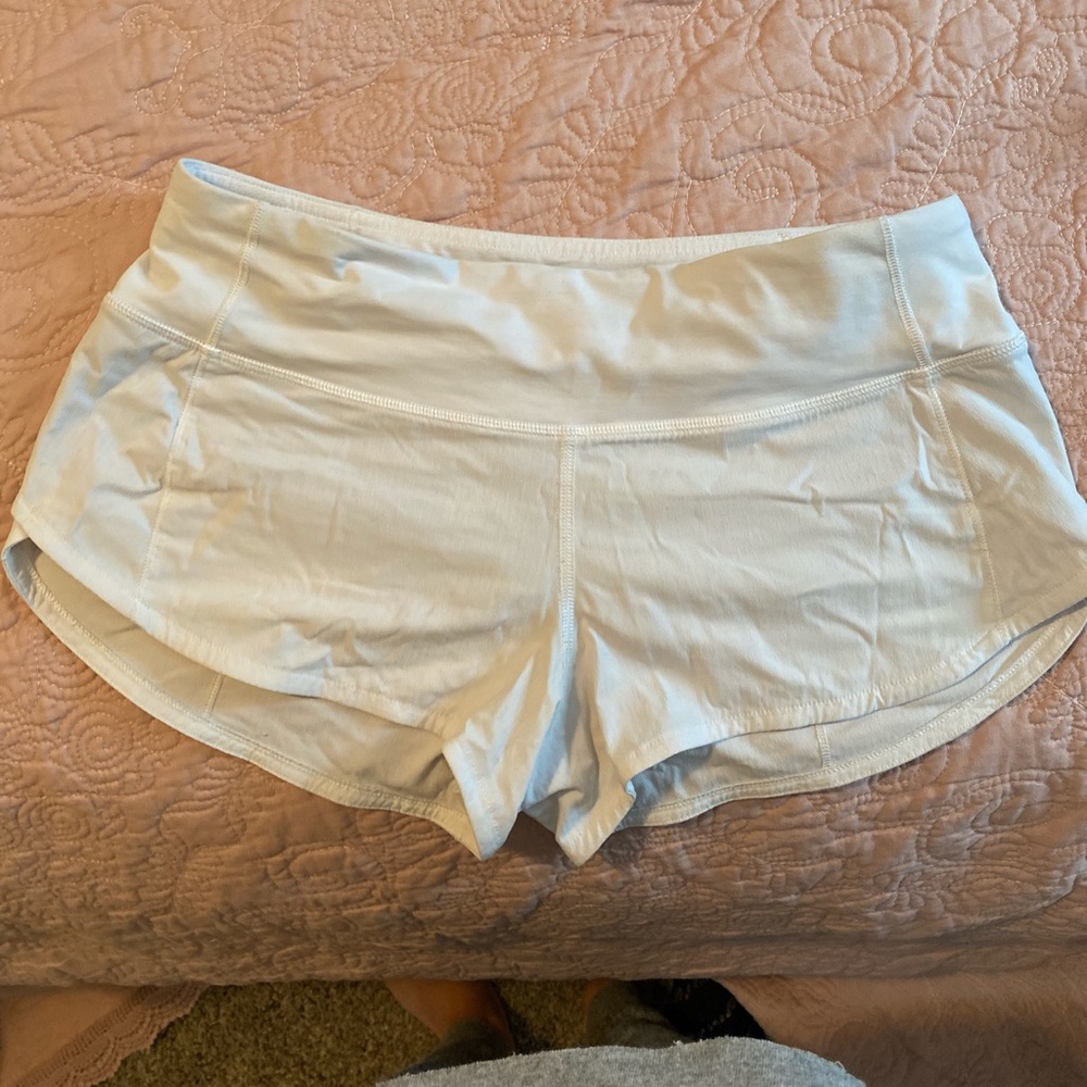 White lululemon speed up shorts